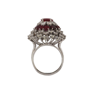 Mid-Century Platinum Ruby & Diamond Ballerina Ring