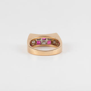 Vintage 1990s Oscar Heyman 18K Gold Ruby and Diamond Ring