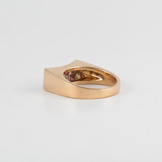 Vintage 1990s Oscar Heyman 18K Gold Ruby and Diamond Ring