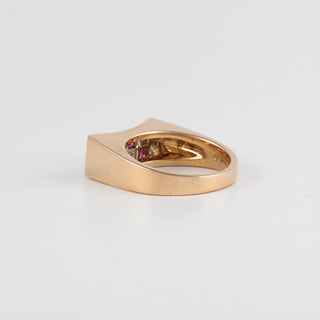 Vintage 1990s Oscar Heyman 18K Gold Ruby and Diamond Ring