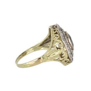 Art Deco Two-Tone Sapphire & Diamond Target Ring