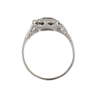 Edwardian Platinum Sapphire Plaque Ring with Diamonds