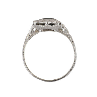 Edwardian Platinum Sapphire Plaque Ring with Diamonds