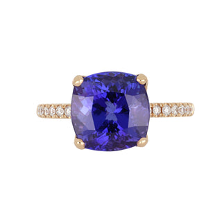 Lisa Nik 18K Rose Gold Tanzanite Ring with Diamonds