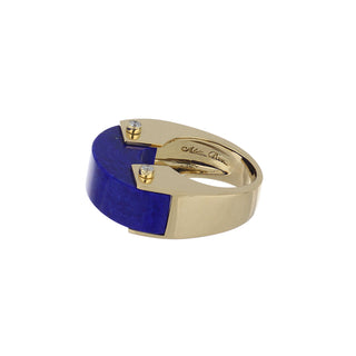 Aletto Brothers 18K Gold Lapis Bridge Ring with Diamonds