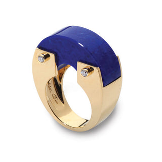 Aletto Brothers 18K Gold Lapis Bridge Ring with Diamonds