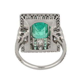 Vintage/Estate White Platinum Emerald Cluster/Halo Ring with Diamonds
