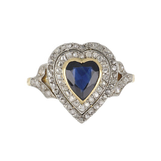 Belle Époque Heart Shape Sapphire Target Ring with Diamonds