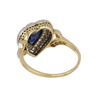 Belle Époque Heart Shape Sapphire Target Ring with Diamonds