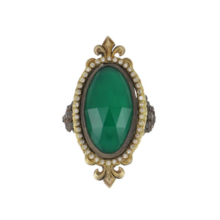 Armenta Chalcedony & Diamond Elongated Ring