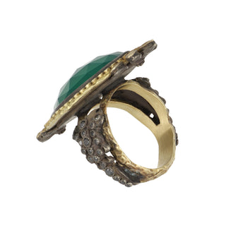 Armenta Chalcedony & Diamond Elongated Ring