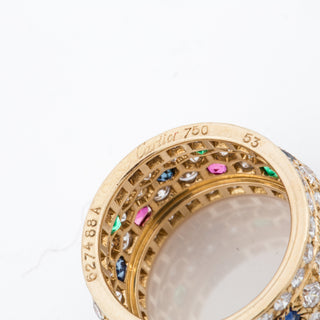 Vintage Cartier Nigeria 18K Gold Gemstone and Diamond Band