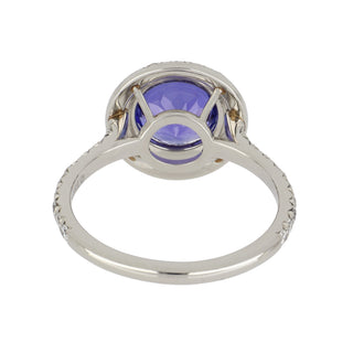 Estate Tiffany & Co. Platinum Tanzanite Double Halo Ring with Diamonds