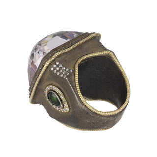 Armenta Two-Tone Rock Crystal, Abalone & Tourmaline Ring