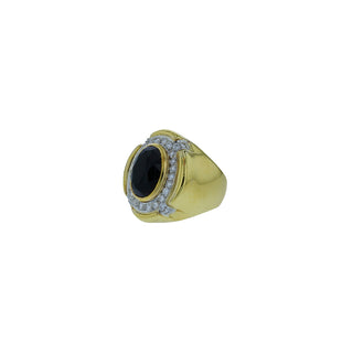Hammerman Bros. 18K Gold Onyx Cocktail Ring with Diamonds