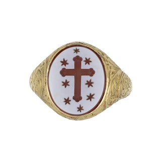 Vintage/Estate 18K Gold Chalcedony Signet Ring