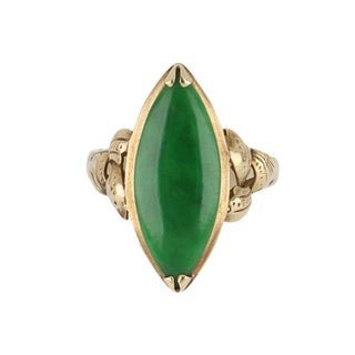 Art Deco 14K Gold Jade Ring