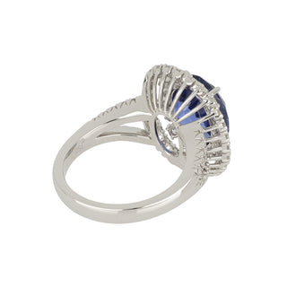 18K White Gold Sapphire and Diamond Halo Ring