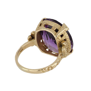 Art-Deco 14K Gold Amethyst Ring