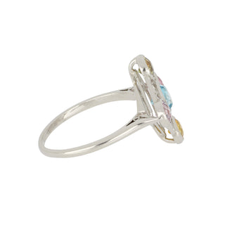 Art Deco Platinum Multi-Color Zircon Plaque Ring