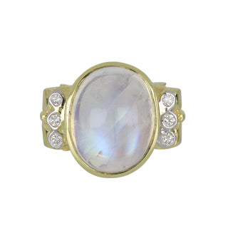 Mazza 14K Moonstone Cocktail Ring with Diamonds