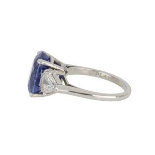 Vintage 1990s Platinum Burmese Sapphire Three-Stone Ring