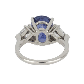 Vintage 1990s Platinum Burmese Sapphire Three-Stone Ring