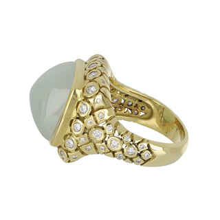 Estate Seidengang 18K Gold Sugarloaf Aquamarine Laurel Collection Ring