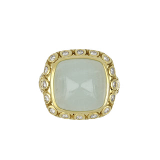 Estate Seidengang 18K Gold Sugarloaf Aquamarine Laurel Collection Ring
