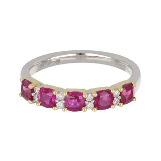 Tenenbaum Collection Two-Tone 18K Gold Rubies Cluster/Halo Ring with Diamonds