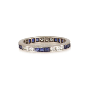 Art Deco 18K Diamond & Sapphire Eternity Ring