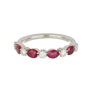 Tenenbaum 18K White Gold Ruby & Diamond Alternating Band