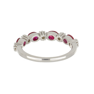 Tenenbaum 18K White Gold Ruby & Diamond Alternating Band