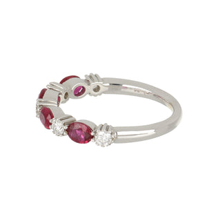 Tenenbaum 18K White Gold Ruby & Diamond Alternating Band
