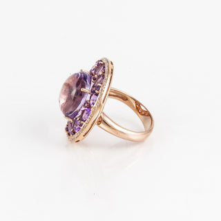 Estate 18K Gold Amethyst Ring with Diamonds