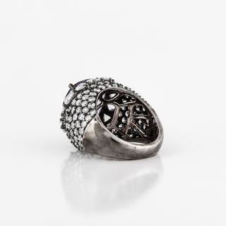 Vintage 18K Amethyst Cluster Ring with Diamonds