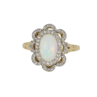 Edwardian Two-Tone Opal Scalloped Ring