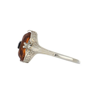 Art Deco 14K White Gold Paste Plaque Ring