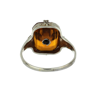 Art Deco 14K White Gold Paste Plaque Ring