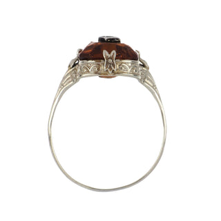 Art Deco 14K White Gold Paste Plaque Ring