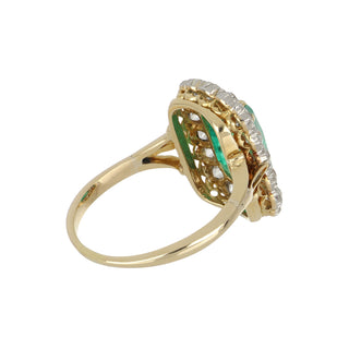 Victorian Colombian Emerald & Old Mine-Cut Diamond Cluster Ring