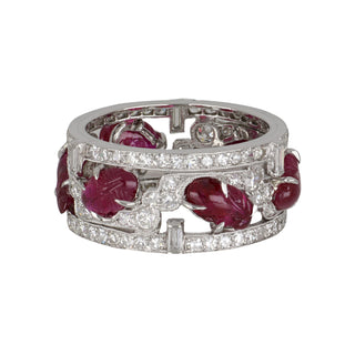 Art Deco Platinum Ruby and Diamond Eternity Band