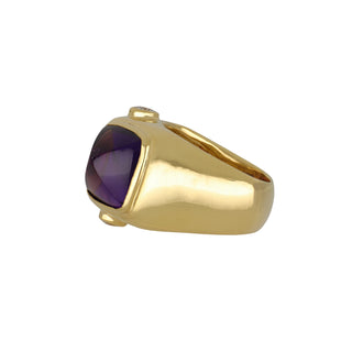 Vintage 1980s 18K Gold Sugarloaf Citrine and Amethyst Twin Stone Ring