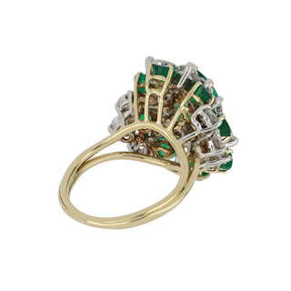 Vintage 1980s Two-Tone Emerald & Diamond Cocktail Ring