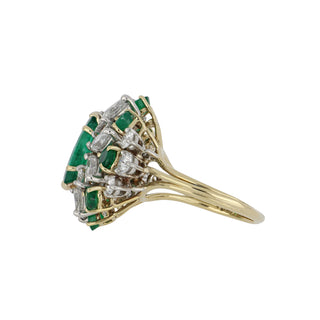 Vintage 1980s Two-Tone Emerald & Diamond Cocktail Ring