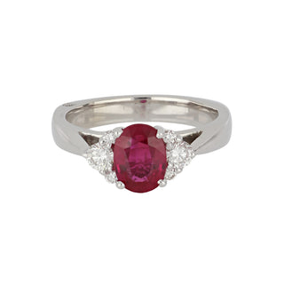 Estate 14K White Gold Ruby and Diamond Ring