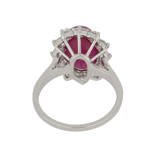 Vintage 1990s Two-Tone Burmese No-Heat Cabochon Ruby & Diamond Ring