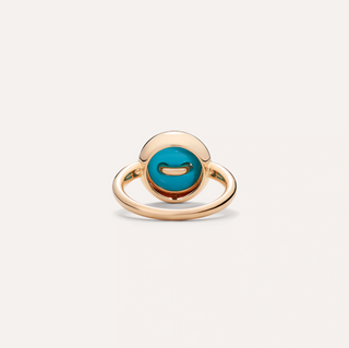 Pomellato 18K Rose Gold Turquoise & Diamonds Pom Pom Dot Reversible Ring