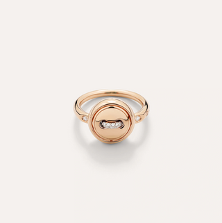 Pomellato 18K Rose Gold Turquoise & Diamonds Pom Pom Dot Reversible Ring