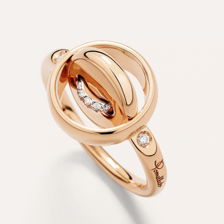 Pomellato 18K Rose Gold Turquoise & Diamonds Pom Pom Dot Reversible Ring